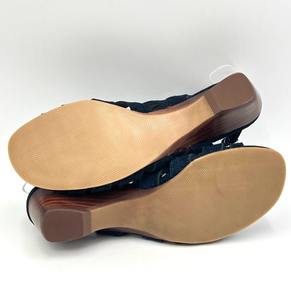 7W 7 WIDE Bella Vita Womens Taresa Navy‎ Blue Suede Cage Gladiator Sandals Shoes - Picture 9 of 13